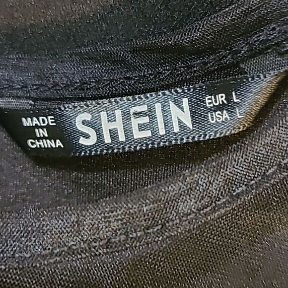 Shein One-piece Short Romper, Black with Sheer Sleeves, Size Large, NWOT - Picture 7 of 7